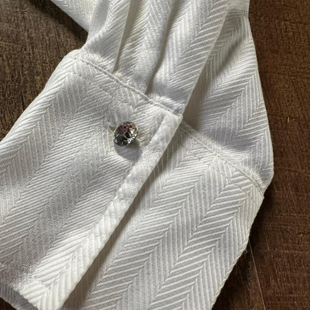Women's Talbots White Herringbone Wrap Blouse Size 2 - Picture 6 of 9